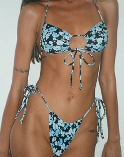 Motel Rocks Swimwear-Ricoa Bikini Top in Pastel Blue Floral pastelbluefloral