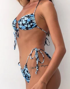 Motel Rocks Swimwear-Ricoa Bikini Top in Pastel Blue Floral pastelbluefloral