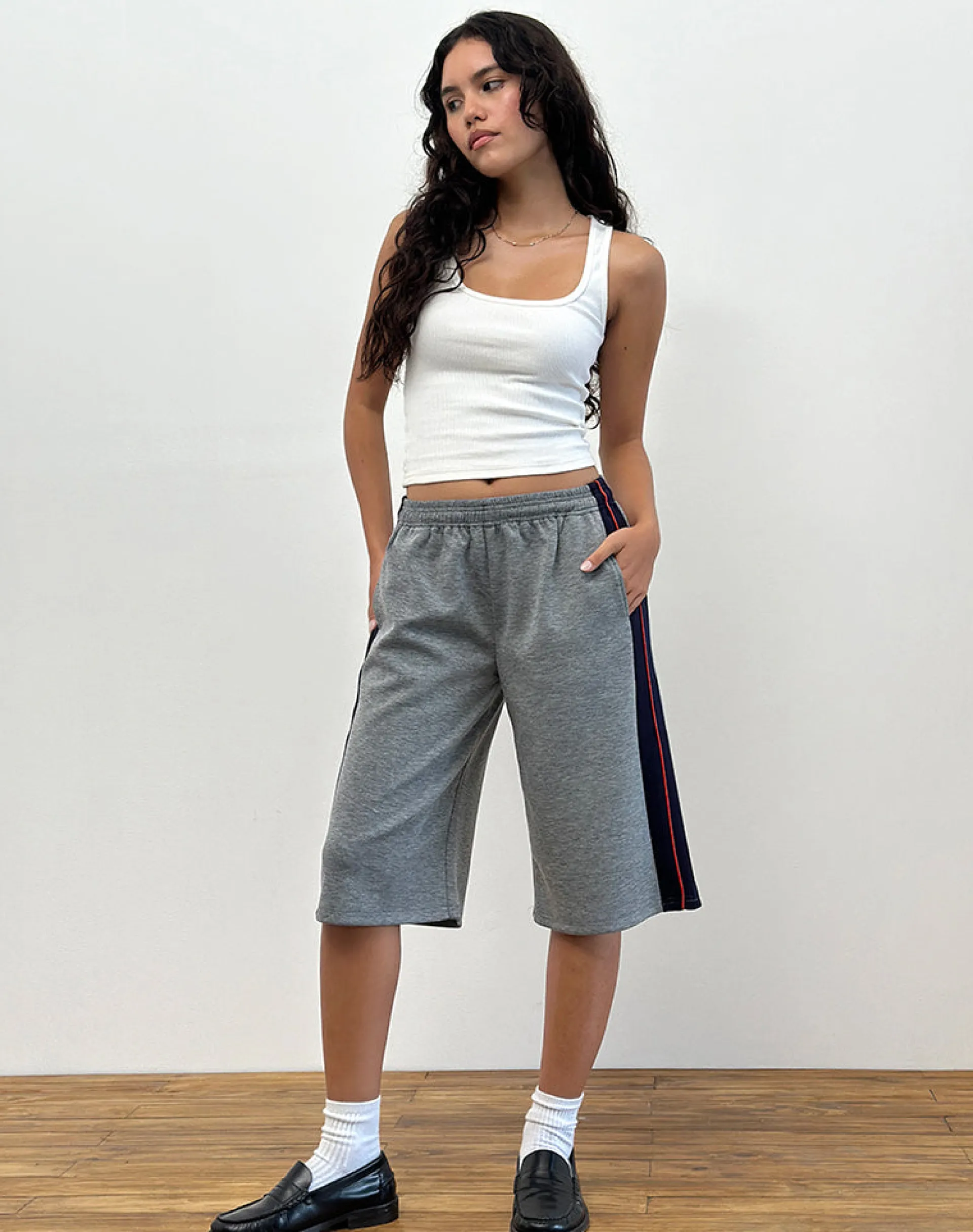 Motel Rocks Tailoring | Loungewear-Ridley Side Stripe Shorts in Grey