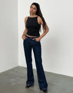 Motel Rocks Jeans | Flared Jeans-Rigid Low Rise Flare Jeans In Indigo