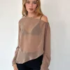 Motel Rocks Basics | Basic Tops-Riot Top in Chiffon Light Brown ChiffonLightBrown