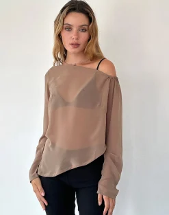 Motel Rocks Basics | Basic Tops-Riot Top in Chiffon Light Brown ChiffonLightBrown