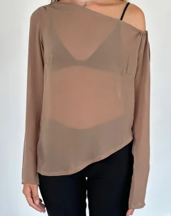 Motel Rocks Basics | Basic Tops-Riot Top in Chiffon Light Brown ChiffonLightBrown