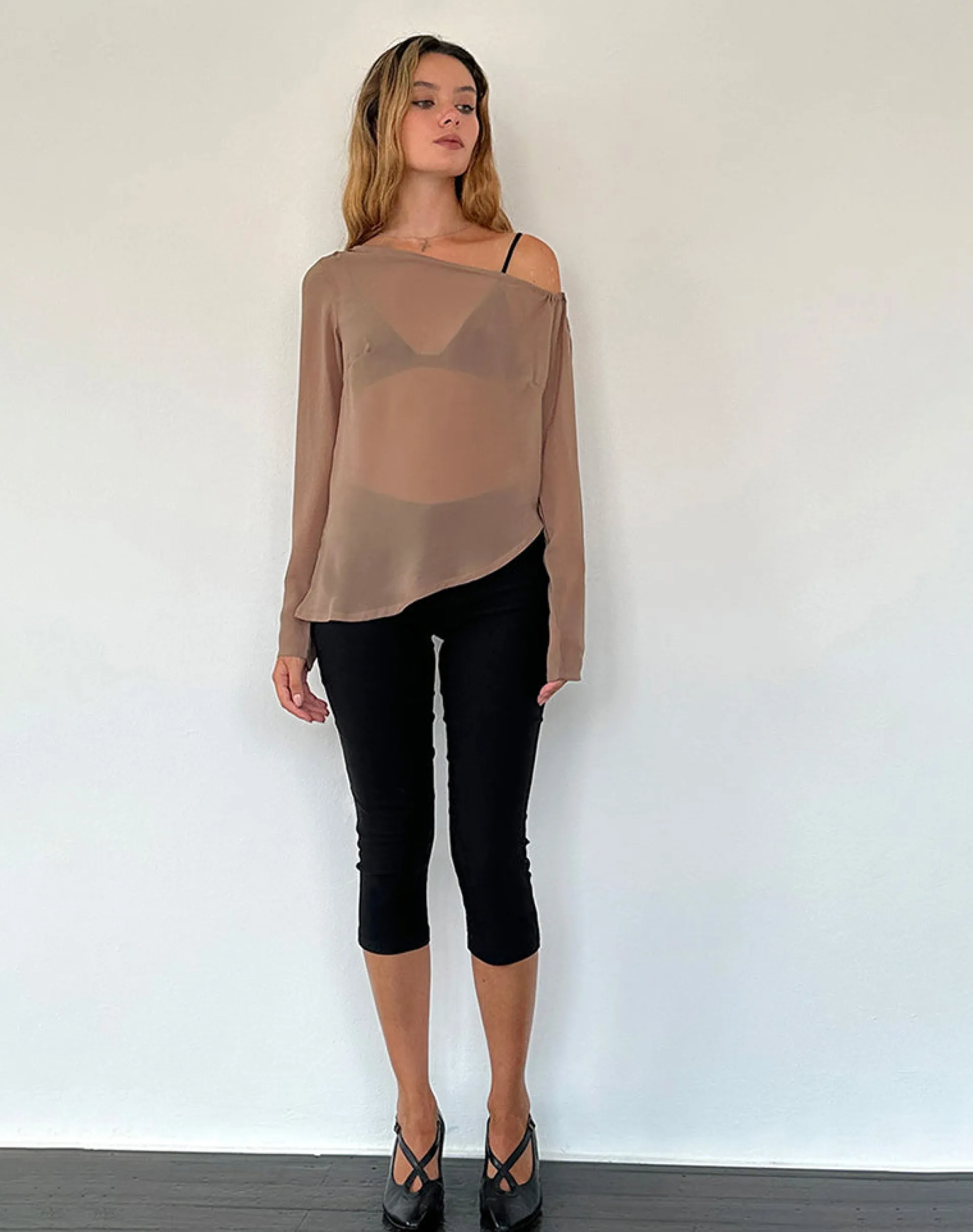 Motel Rocks Basics | Basic Tops-Riot Top in Chiffon Light Brown ChiffonLightBrown
