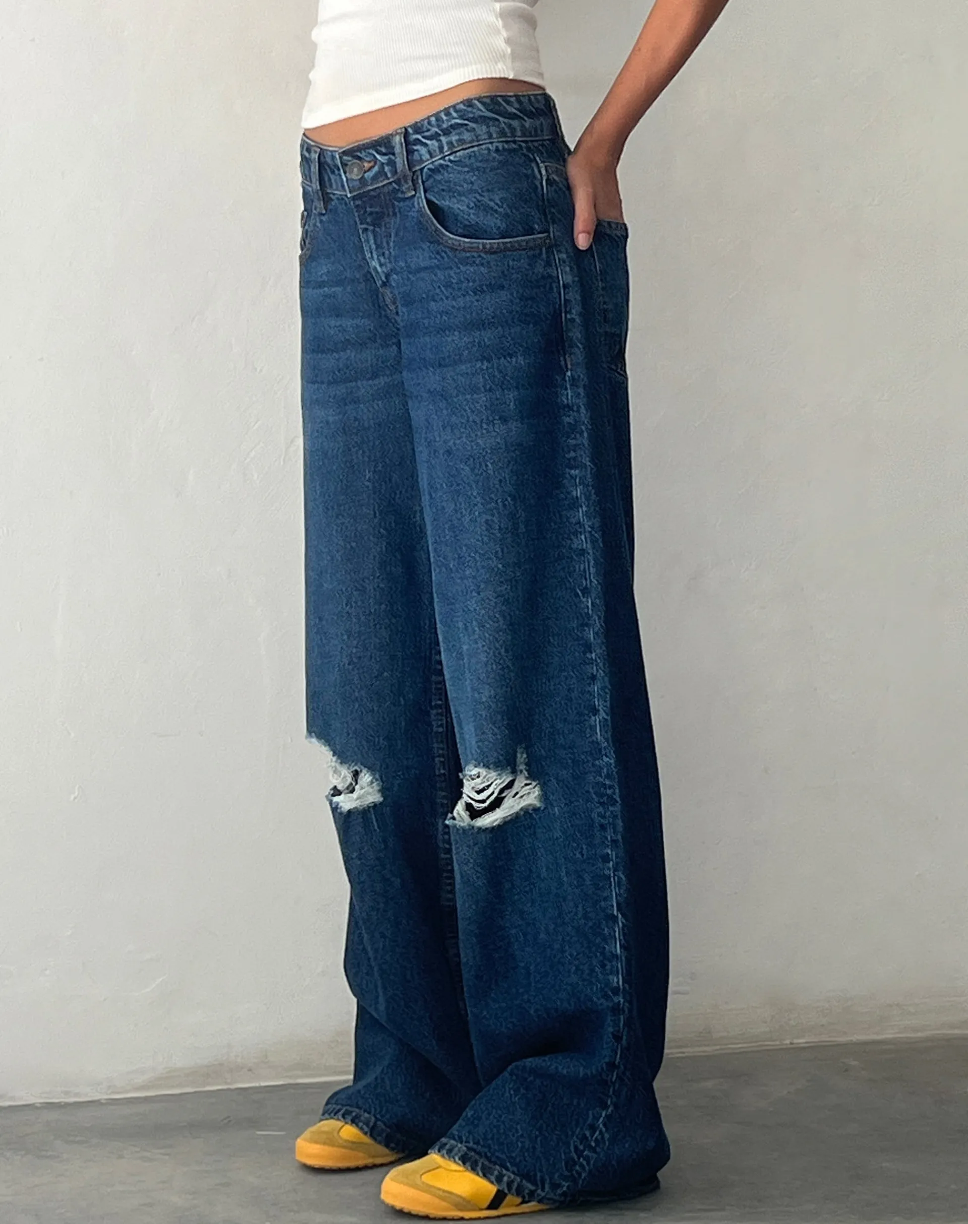 Motel Rocks Roomy Jeans-Ripped Roomy Extra Wide Low Rise Jean in Mid Blue Used MidBlueUsed