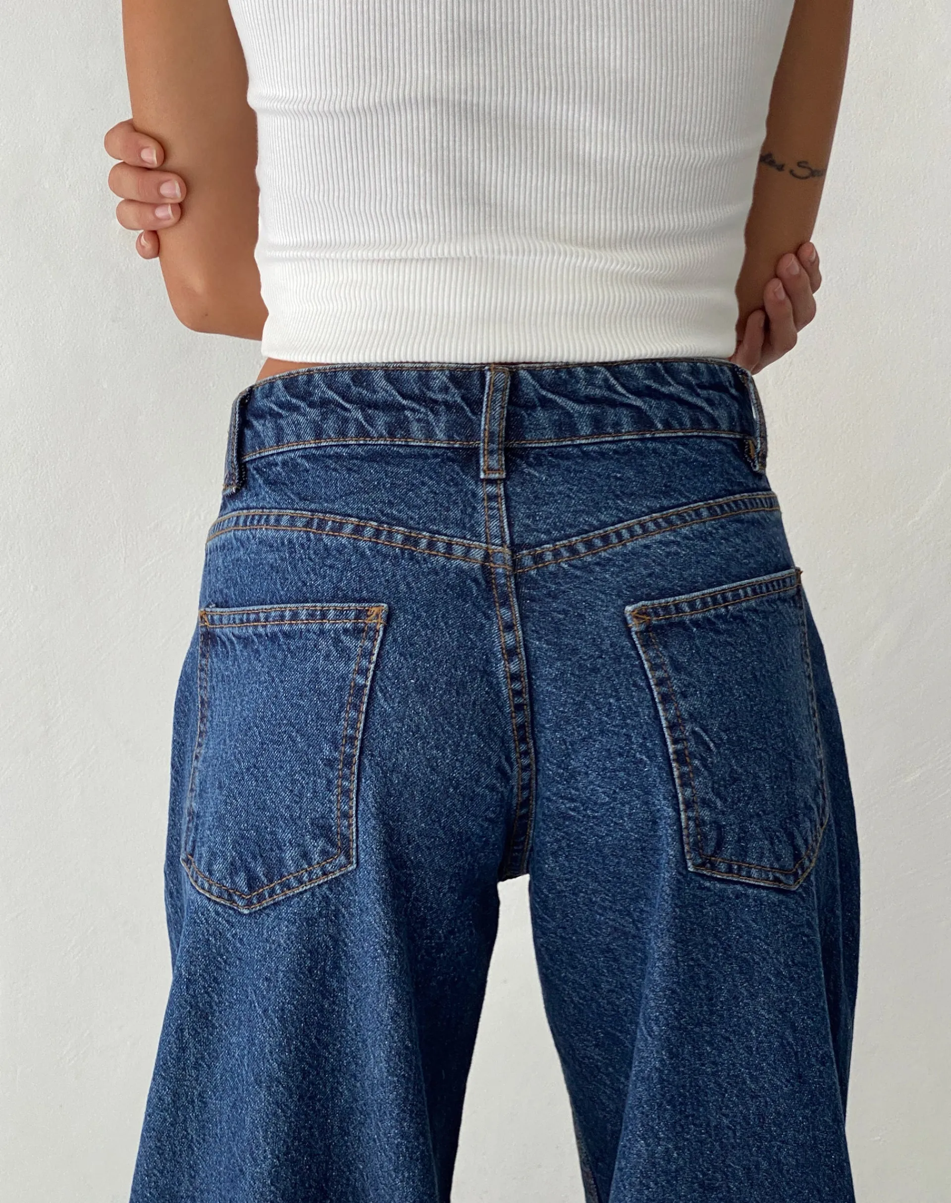 Motel Rocks Roomy Jeans-Ripped Roomy Extra Wide Low Rise Jean in Mid Blue Used MidBlueUsed