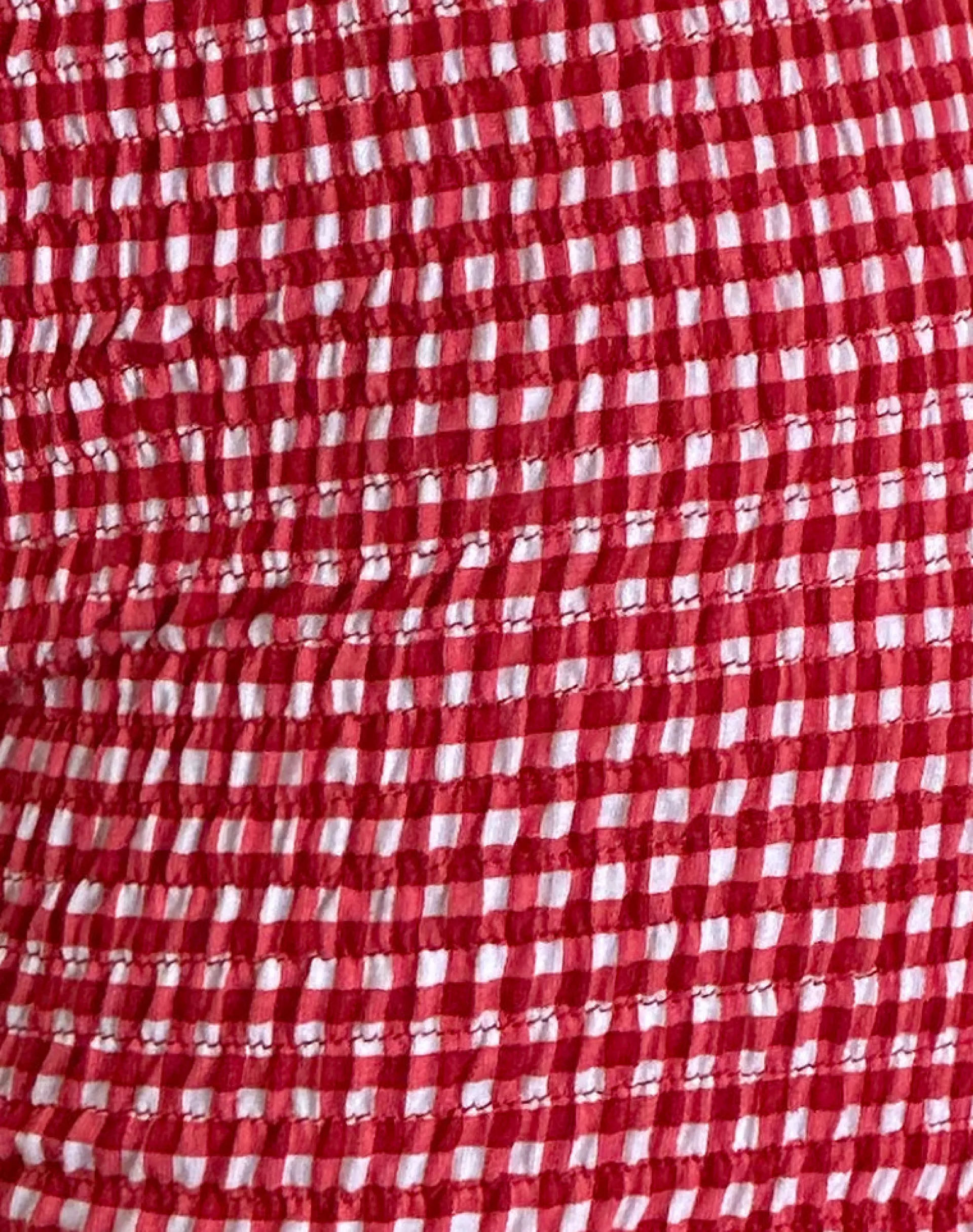 Motel Rocks Micro Shorts-Ritala Shirred Micro Shorts in Red Gingham RedGingham