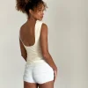 Motel Rocks Vest Tops-Rochie Asymmetric Top in Mesh Cream MeshCream