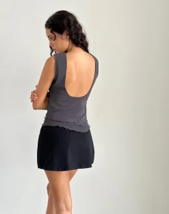 Motel Rocks Going Out Tops-Rochie Asymmetric Top in Mesh Ocean Storm MeshOceanStorm