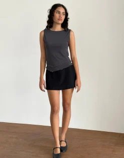 Motel Rocks Going Out Tops-Rochie Asymmetric Top in Mesh Ocean Storm MeshOceanStorm