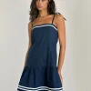 Motel Rocks Tailoring | Day Dresses-Rodha Cami Mini Dress in Poplin Navy