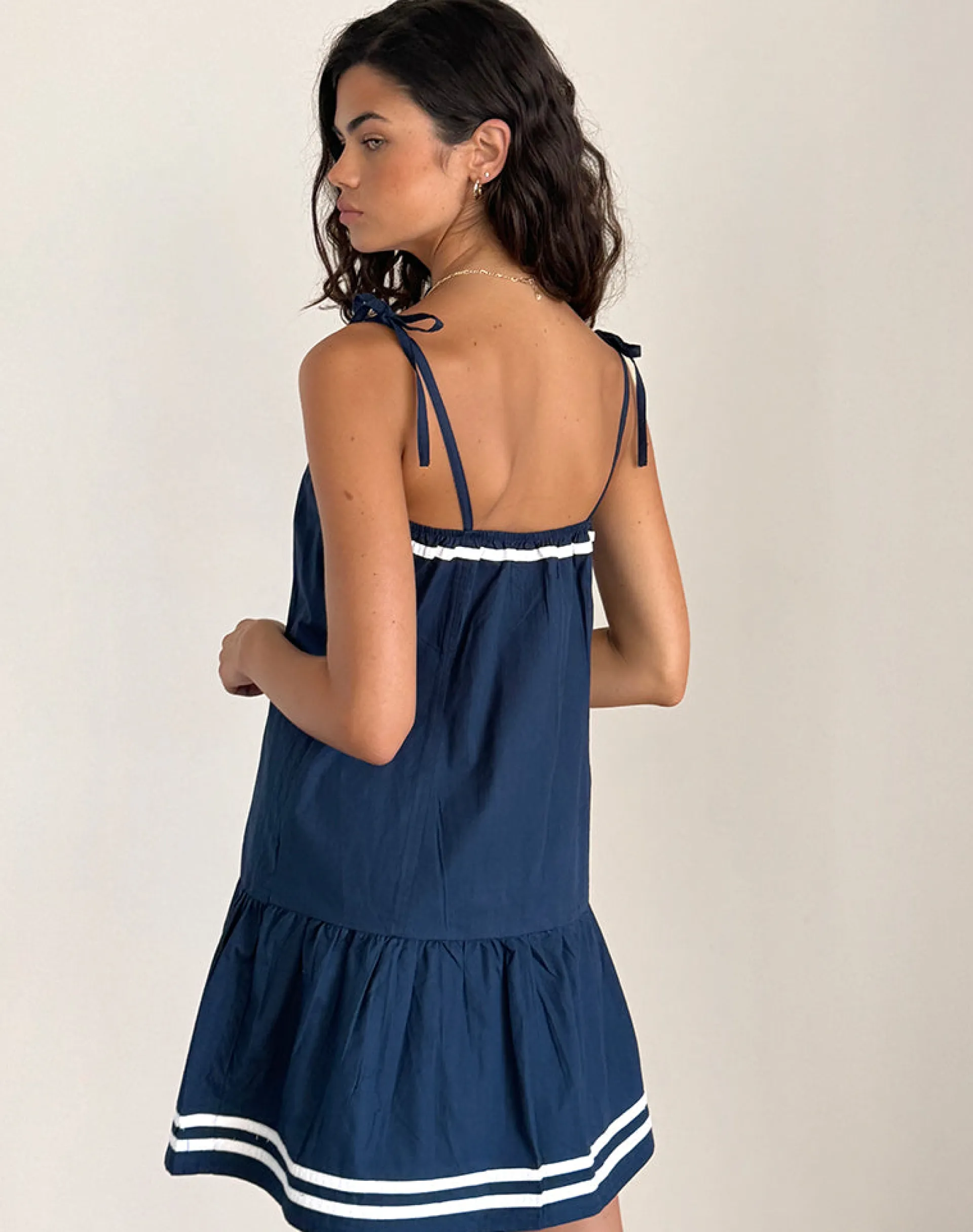 Motel Rocks Tailoring | Day Dresses-Rodha Cami Mini Dress in Poplin Navy