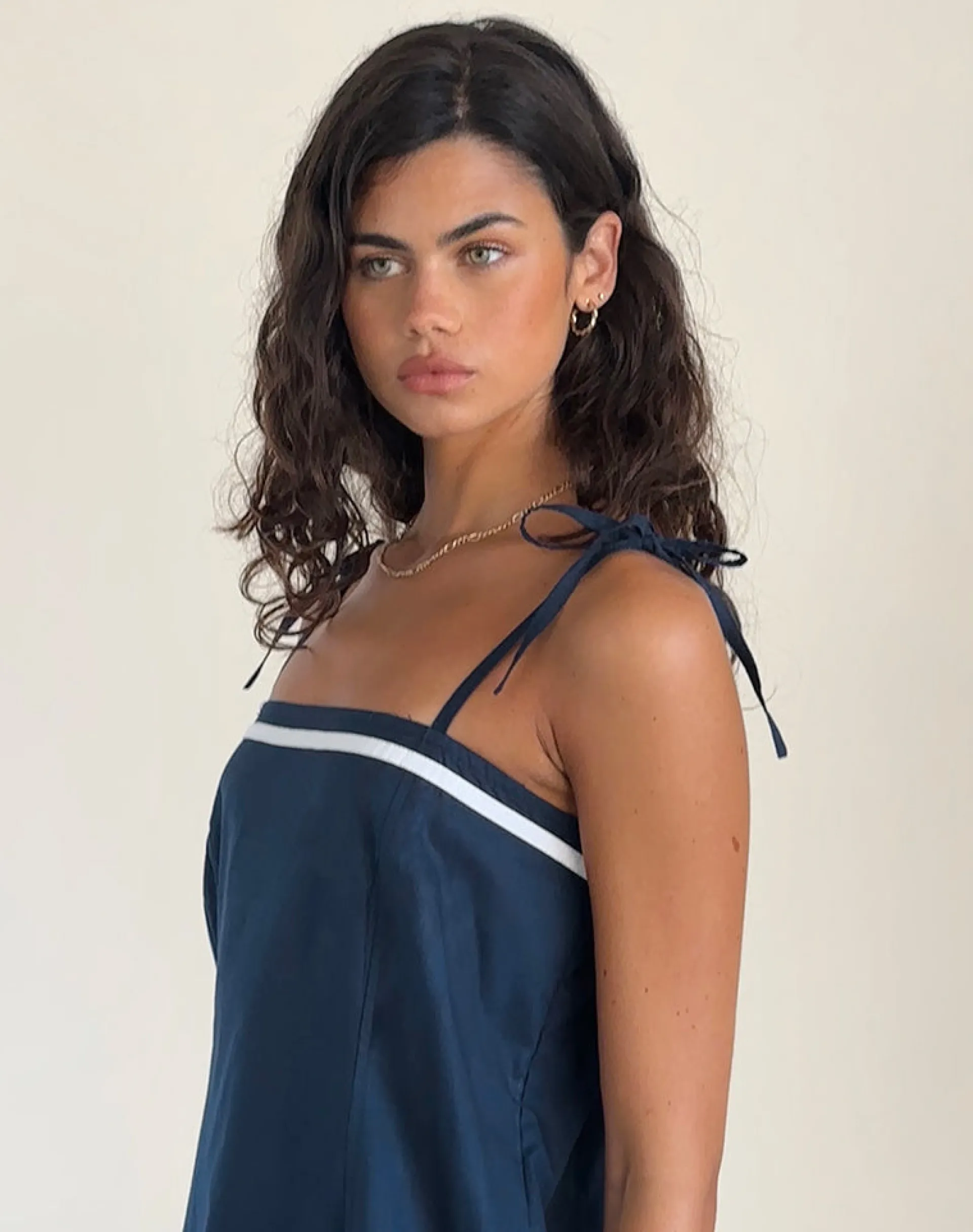 Motel Rocks Tailoring | Day Dresses-Rodha Cami Mini Dress in Poplin Navy
