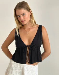 Motel Rocks Strappy Tops | Going Out Tops-Rolia Cami Top in Black