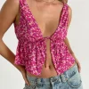 Motel Rocks Printed Tops | Strappy Tops-Rolia Cami Top in Ditsy Floral Pink DitsyFloralPink