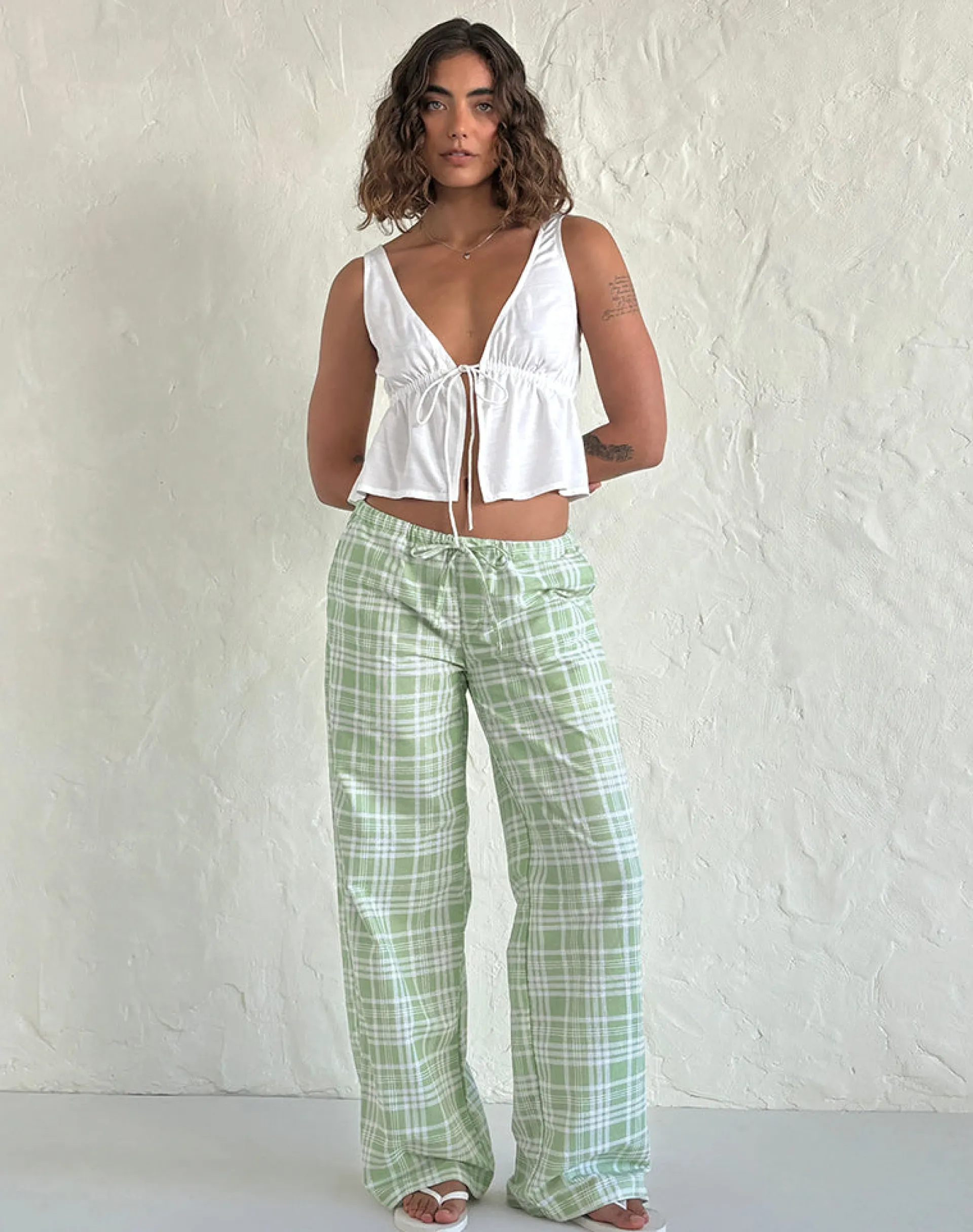 Motel Rocks Strappy Tops | Crop Tops-Rolia Tie Front Top in Off White OffWhite