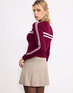 Motel Rocks Tailoring | A Line Skirts-Ronaso Pleated Mini Skirt in Light Brown