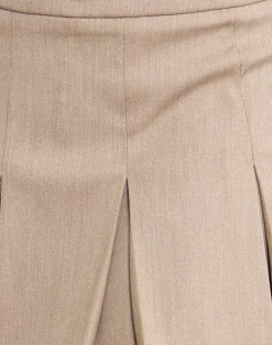 Motel Rocks Tailoring | A Line Skirts-Ronaso Pleated Mini Skirt in Light Brown