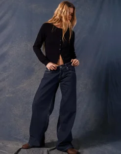Motel Rocks Low Rise Pants | Jeans-Roomy Extra Wide Low Rise Jeans in indigo