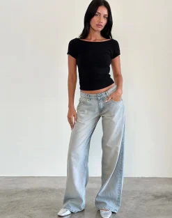 Motel Rocks Jeans | Roomy Jeans-Roomy Extra Wide Low Rise Jeans in Sand Bleach Extreme sandbleachextreme