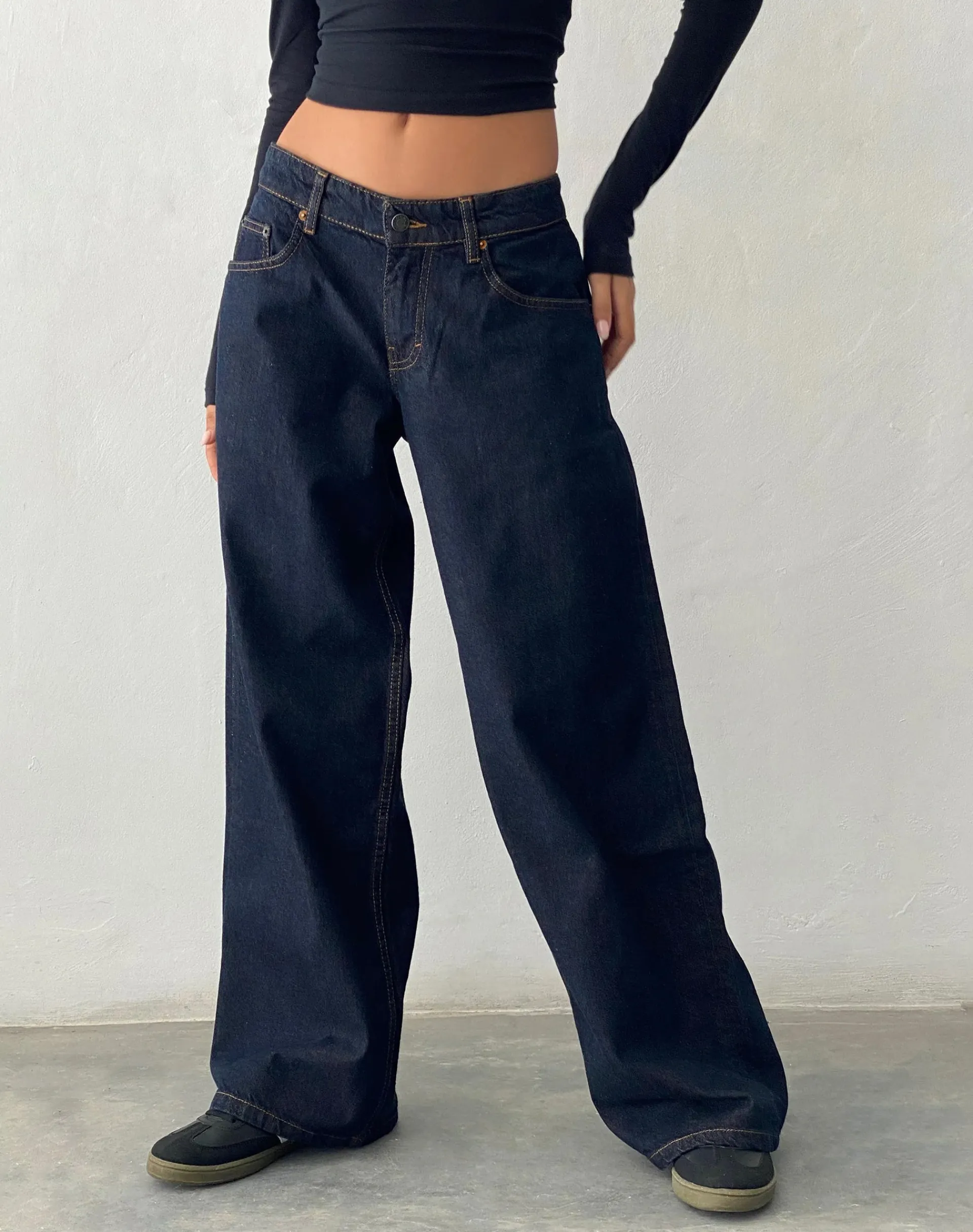 Motel Rocks Low Rise Pants | Jeans-Roomy Extra Wide Low Rise Jeans in indigo