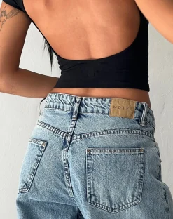 Motel Rocks Low Rise Pants | Jeans-Roomy Extra Wide Low Rise Jeans in Vintage Blue Wash VintageBlueWash
