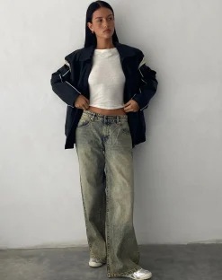 Motel Rocks Low Rise Pants | Jeans-Roomy Extra Wide Low Rise Jeans in Sand Wash Blue BlueSandWash