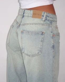 Motel Rocks Wide Leg Pants-Roomy Extra Wide Low Rise Jeans in Super Bleached Wash SuperBleachWash