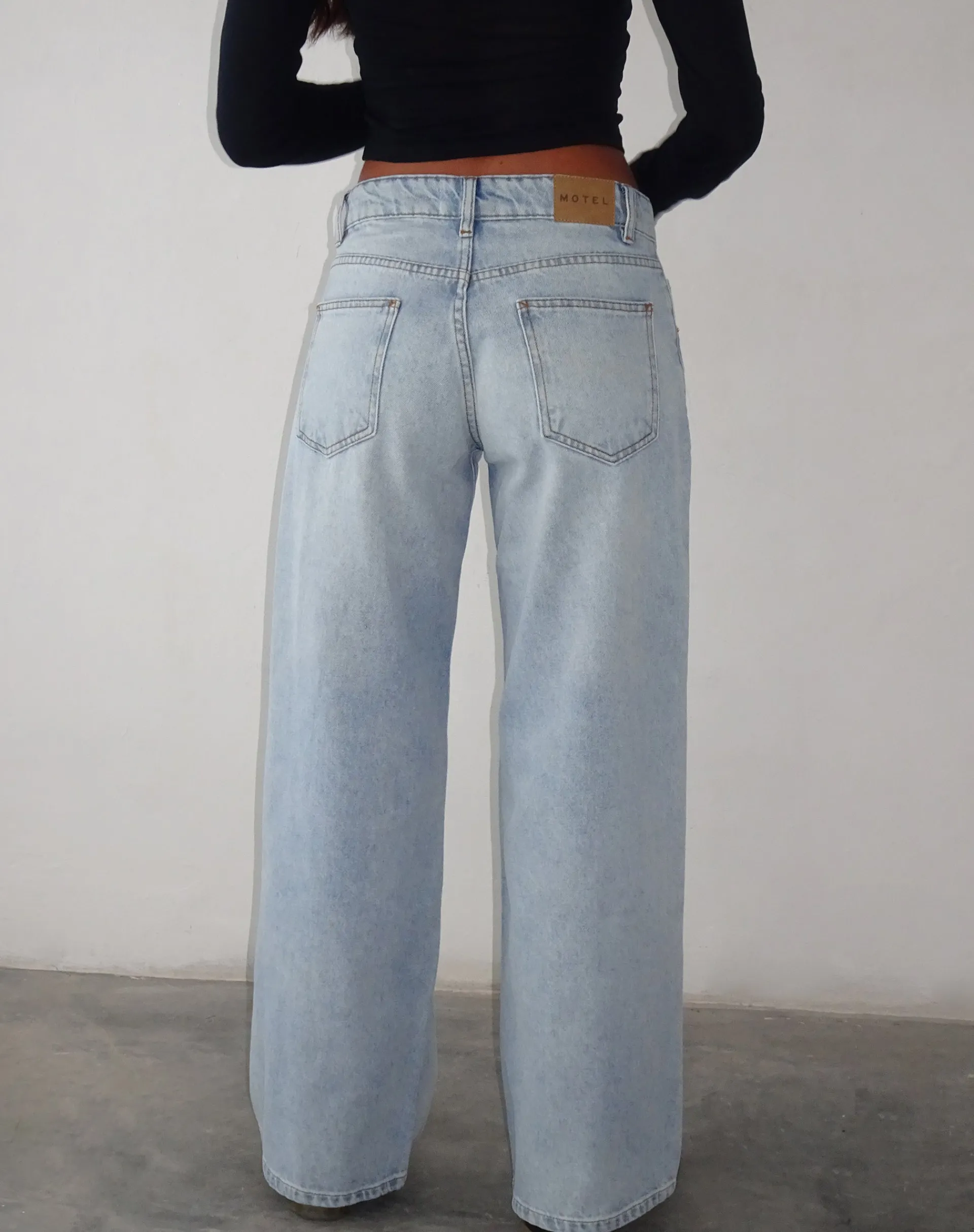 Motel Rocks Low Rise Pants | Roomy Jeans-Roomy Extra Wide Low Rise Jeans in Extreme Light Blue Wash ExtremeLightWashBlue