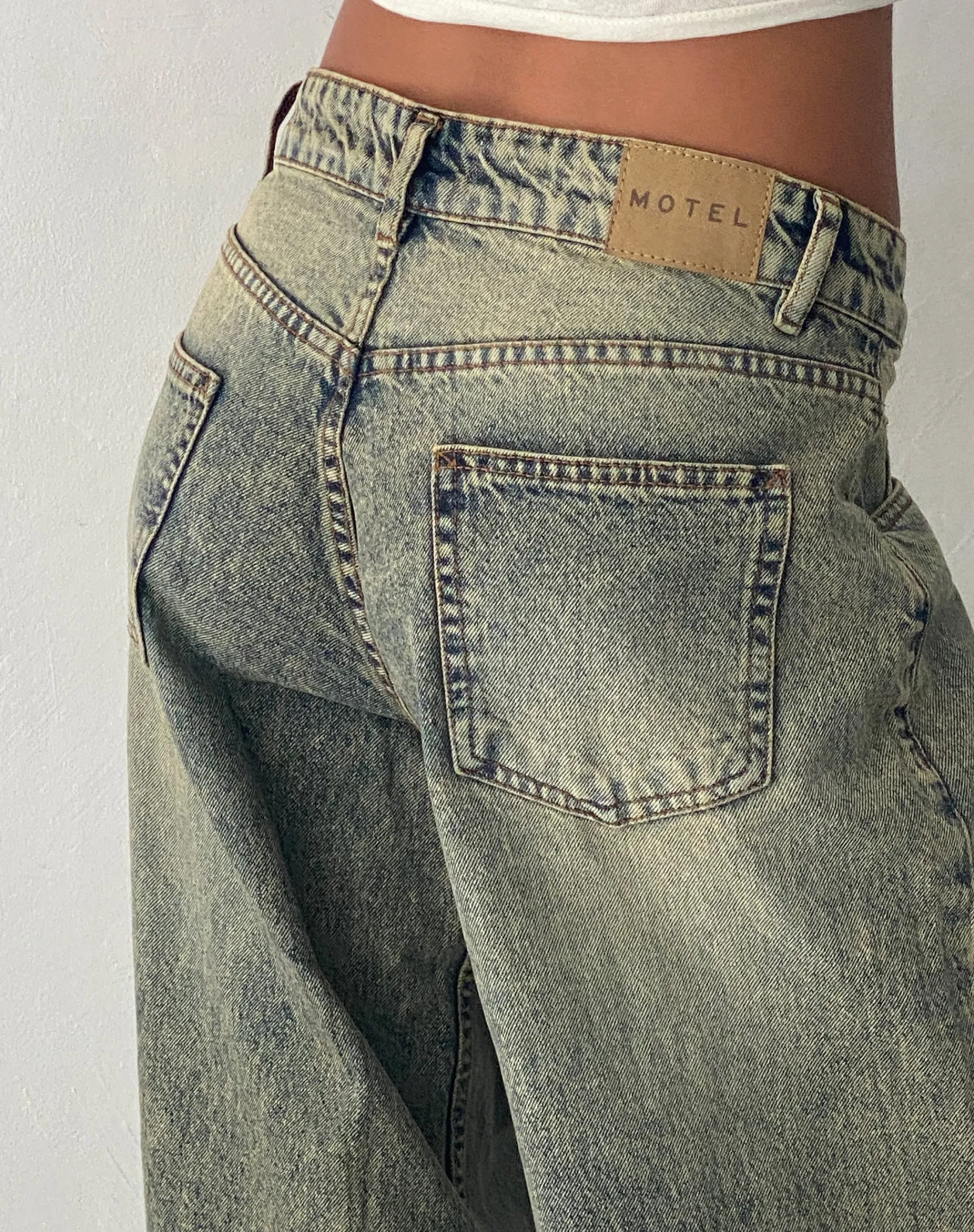 Motel Rocks Low Rise Pants | Jeans-Roomy Extra Wide Low Rise Jeans in Sand Wash Blue BlueSandWash