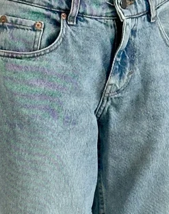 Motel Rocks Jeans | Roomy Jeans-Roomy Extra Wide Low Rise Jeans in Washed Blue Green WashedBlueGreen