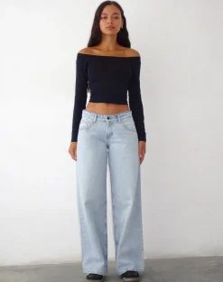 Motel Rocks Low Rise Pants | Roomy Jeans-Roomy Extra Wide Low Rise Jeans in Extreme Light Blue Wash ExtremeLightWashBlue
