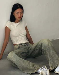 Motel Rocks Low Rise Pants | Jeans-Roomy Extra Wide Low Rise Jeans in Sand Wash Blue BlueSandWash