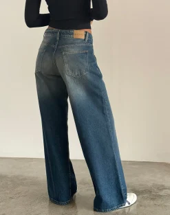 Motel Rocks Low Rise Pants | Jeans-Roomy Extra Wide Low Rise Jeans in Dark Vintage DarkVintage
