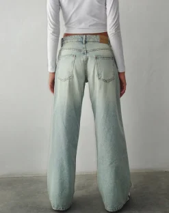 Motel Rocks Wide Leg Pants-Roomy Extra Wide Low Rise Jeans in Super Bleached Wash SuperBleachWash