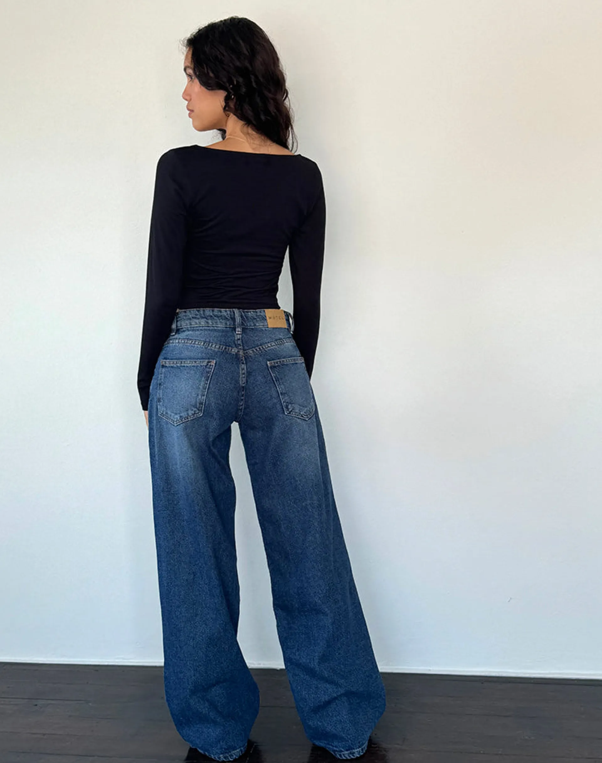 Motel Rocks Jeans | Roomy Jeans-Roomy Extra Wide Low Rise Jean in College Blue collegeblue