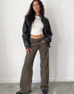 Motel Rocks Jeans | Roomy Jeans-Roomy Extra Wide Low Rise Jeans in Dark Black Sand DarkBlackSand
