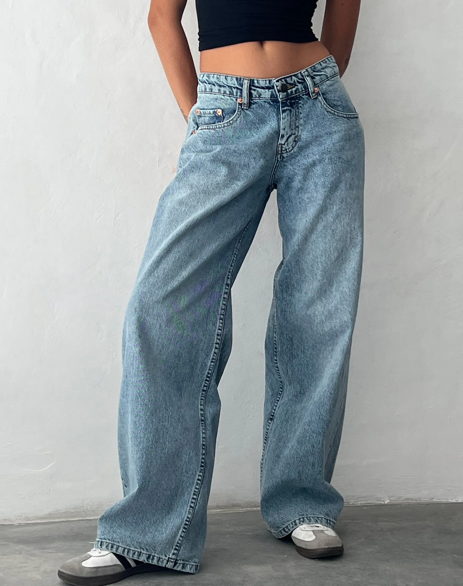 Motel Rocks Low Rise Pants | Jeans-Roomy Extra Wide Low Rise Jeans in Vintage Blue Wash VintageBlueWash