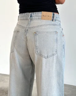 Motel Rocks Jeans | Roomy Jeans-Roomy Extra Wide Low Rise Jeans in Sand Bleach Extreme sandbleachextreme