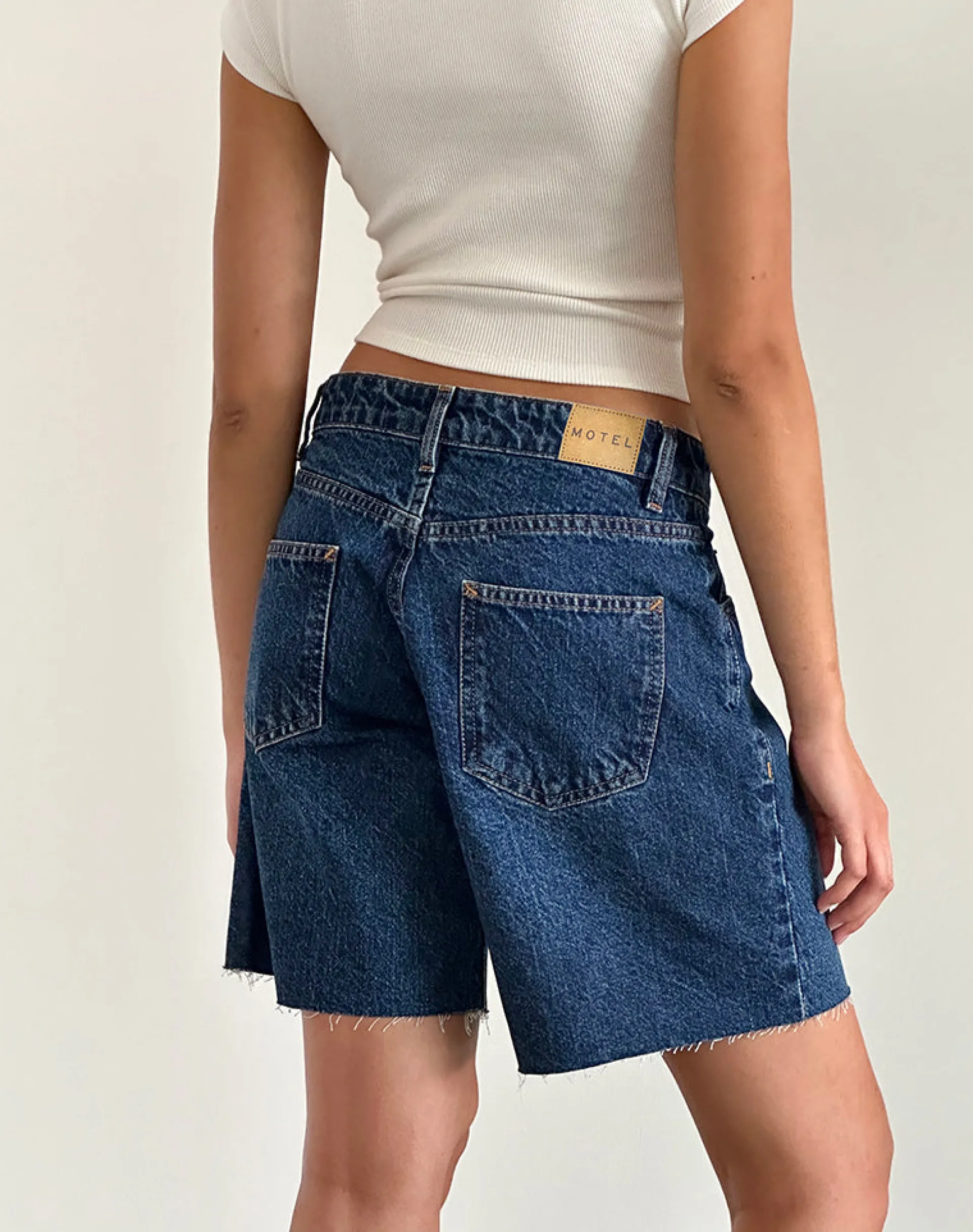 Motel Rocks Jorts-Roomy Low Rise Jorts in Mid Blue Used MidBlueUsed