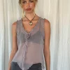 Motel Rocks Vest Tops-Rosalinda Top in Chiffon Lilac Grey