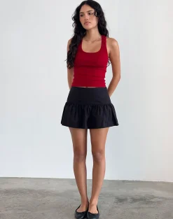 Motel Rocks Basic Tops | Vest Tops-Roxe Ribbed Vest Top in Adrenaline Red AdrenalineRed
