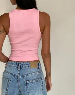 Motel Rocks Basics | Vest Tops-Roxe Ribbed Vest Top in Ballet Pink balletpink