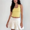 Motel Rocks Basic Tops | Vest Tops-Roxe Ribbed Vest Top in lemonade