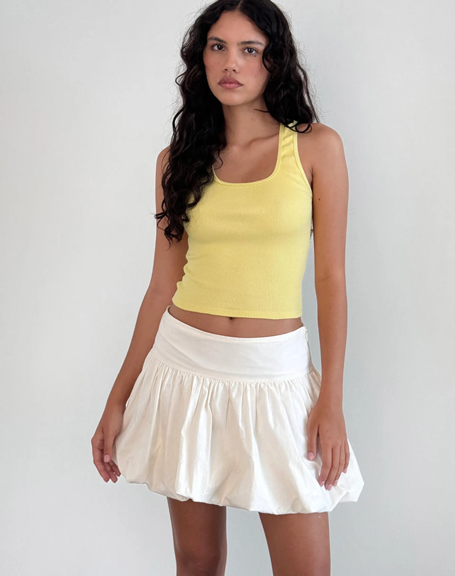 Motel Rocks Basic Tops | Vest Tops-Roxe Ribbed Vest Top in lemonade