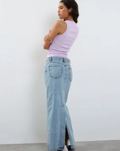 Motel Rocks Vest Tops-Roxe Ribbed Vest Top in Soft Lilac SoftLilac