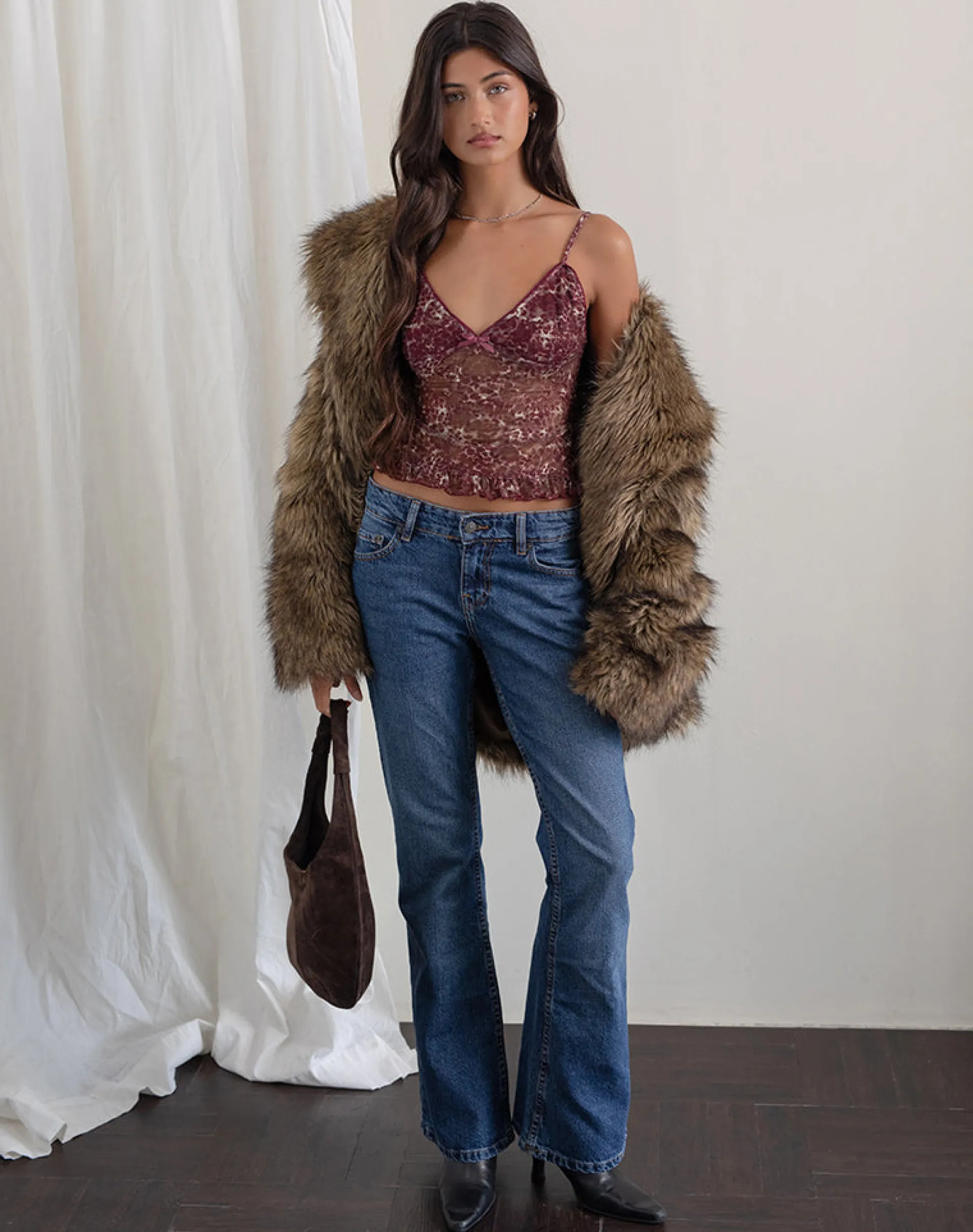 Motel Rocks Strappy Tops | Going Out Tops-Rumaysa Top in Printed Lace and Abstract Leopard Spots PrintedLaceandAbstractLeopardSpots