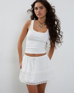 Motel Rocks A Line Skirts | Mini Skirts-Ryila Frill Mini Skirt in White