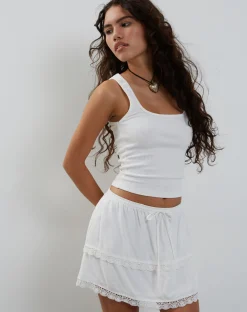 Motel Rocks A Line Skirts | Mini Skirts-Ryila Frill Mini Skirt in White