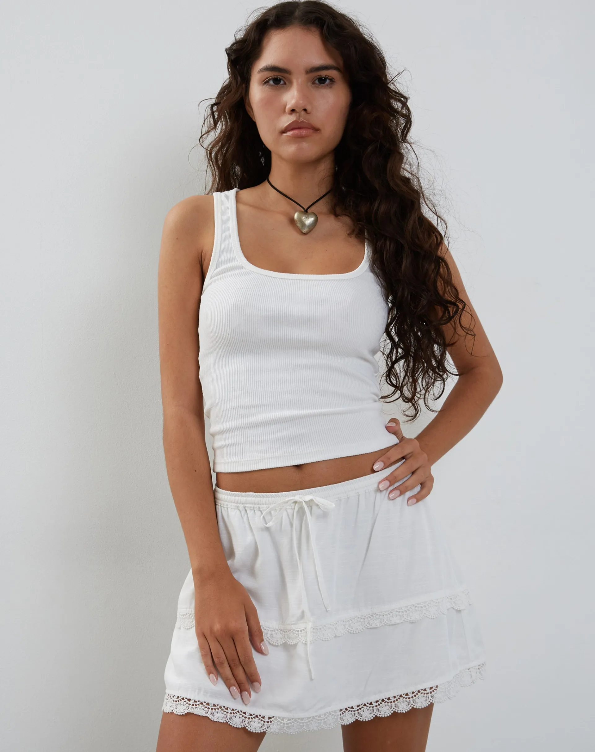 Motel Rocks A Line Skirts | Mini Skirts-Ryila Frill Mini Skirt in White